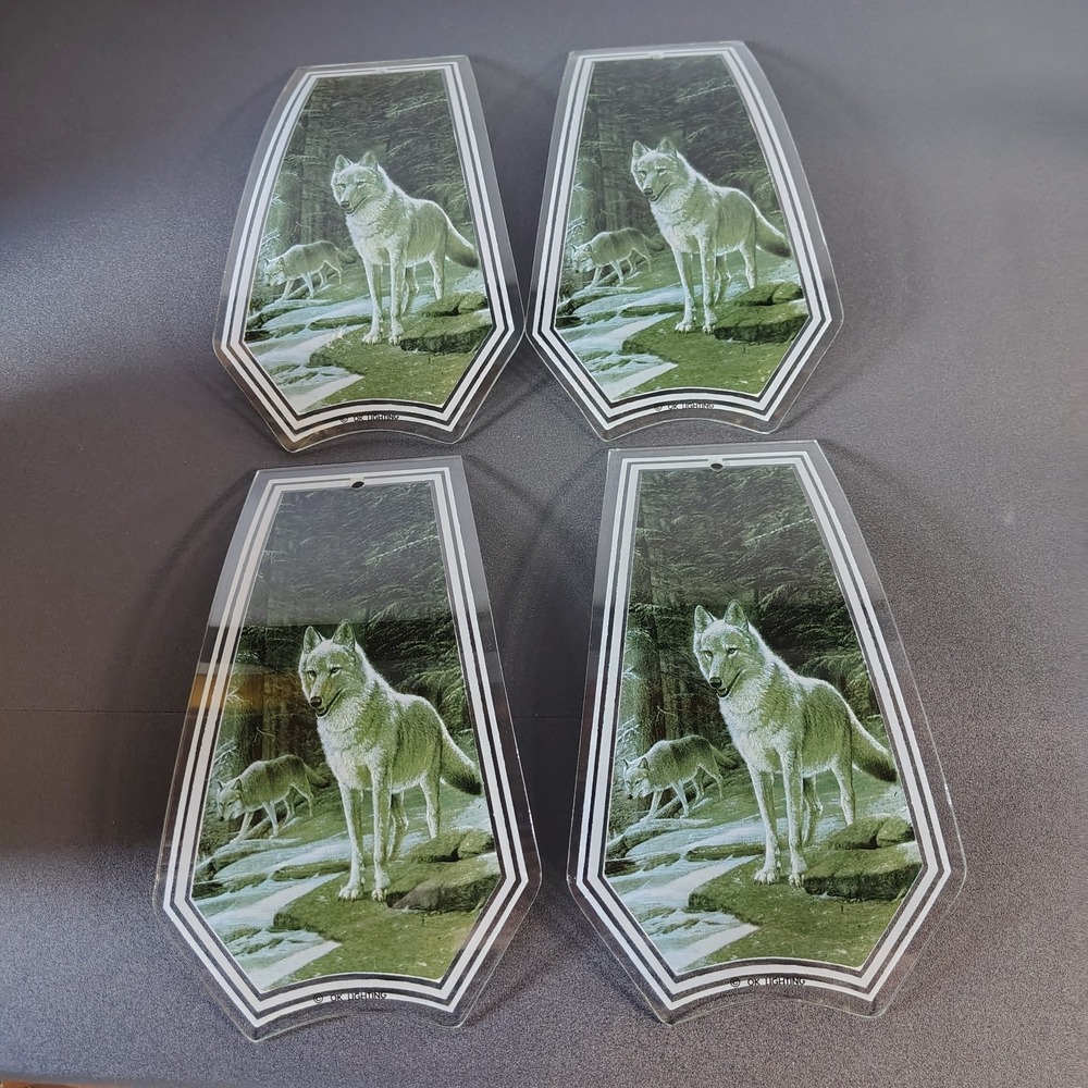 Vintage Wolves Touch Lamp Glass Replacement Panels, Set Of 4‎